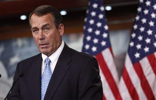 House Minority Leader John Boehner of Ohio, speaks during a news conference on Capitol Hill in Washington, Thursday, March 4, 2010.   (AP  Photo/Manuel Balce Ceneta) (AP)
