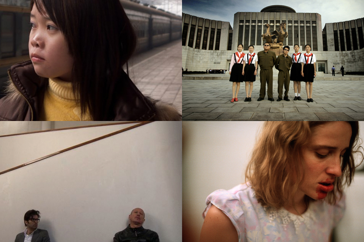Clockwise from lower left: "The Man Next Door," "Last Train Home," "The Red Chapel" and "Dogtooth."