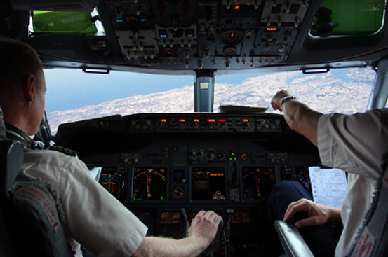 Pilot in cockpit