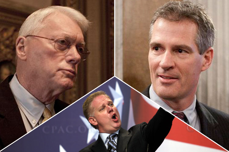 Clockwise from left: Sen. Jim Bunning, R-Ky., Sen. Scott Brown, R-Mass., and Glenn Beck.