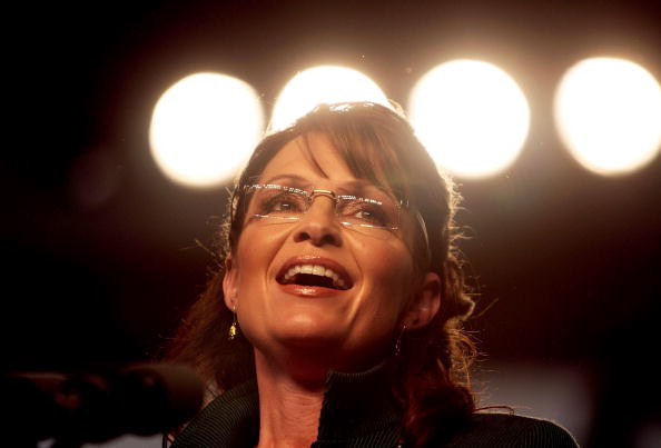 COLUMBUS, OH - NOVEMBER 2:  Republican U.S. vice presidential candidate Gov. Sarah Palin (R-AL) speaks at a campaign rally at Rickenbacher Field on November 2, 2008 in Columbus, Ohio.  Palin and Republican presidential nominee Sen. John McCain (R-AZ) continue to campaign in battleground states before the election on November 4.  (Photo by Chris Hondros/Getty Images) (Chris Hondros)