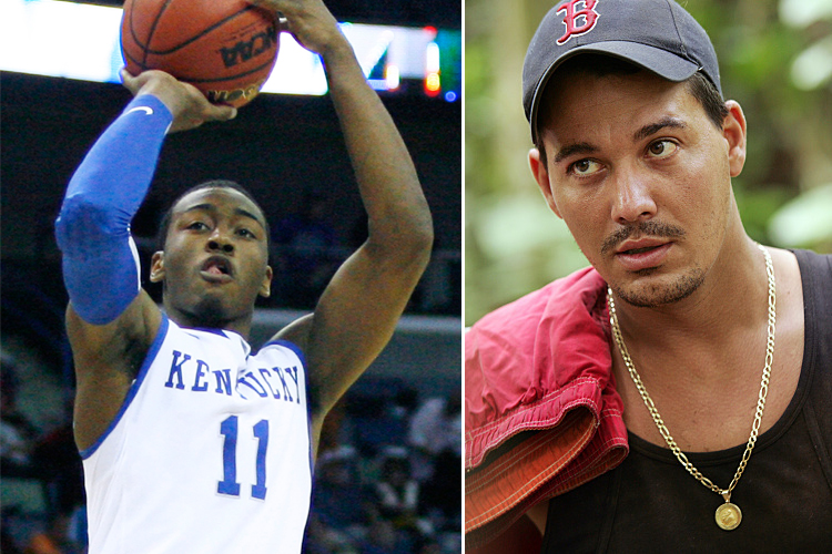 The University of Kentucky's John Wall and "Survivor" Rob Mariano.