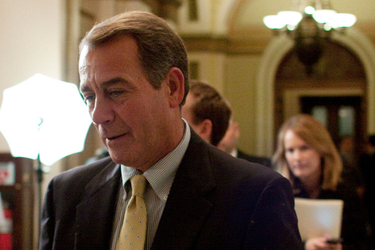 House Minority Leader John Boehner (R-Ohio) walks away from the House floor after the House passed healthcare reform on Sunday night.