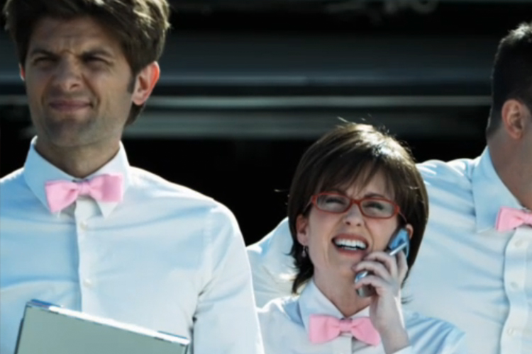 Adam Scott and Megan Mullally in "Party Down."