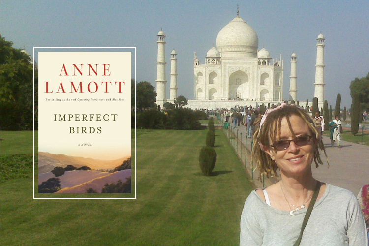 Anne Lamott poses outside the Taj Mahal. Inset: Her new novel, "Imperfect Birds"