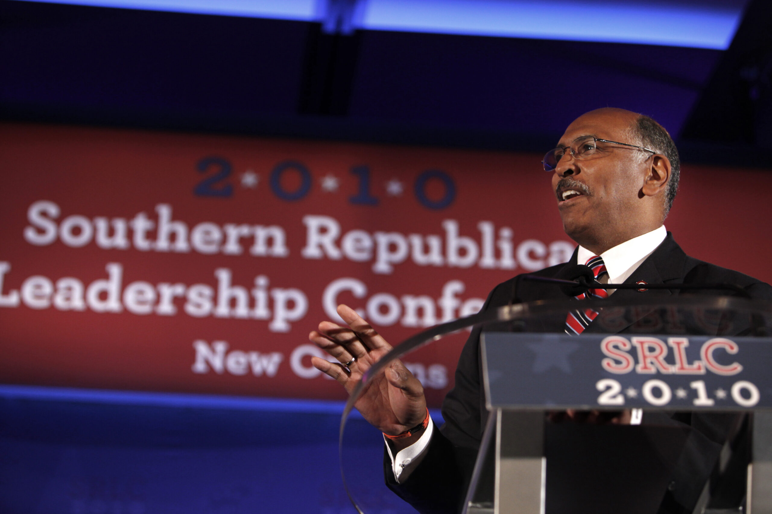 Republican National Committee chairman Michael Steele speaks at the Southern  Republican Leadership Conference in New Orleans, Saturday, April 10, 2010. (AP Photo/Gerald Herbert) (Gerald Herbert)