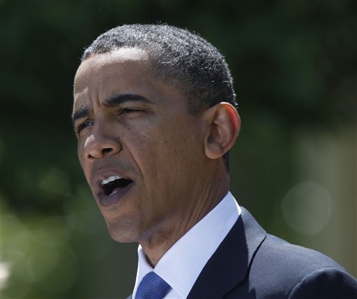 President Barack Obama talks about the Gulf of Mexico oil spill, Thursday, April 29, 2010, in the Rose Garden of the White House in Washington. (AP Photo/Pablo Martinez Monsivais) (AP)