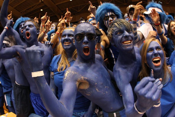 DURHAM, NC - MARCH 06:  Cameron Crazies celebrates before the start of the game between the North Carolina Tar Heels and Duke Blue Devils at Cameron Indoor Stadium on March 6, 2010 in Durham, North Carolina.  (Photo by Streeter Lecka/Getty Images) (Getty Images)