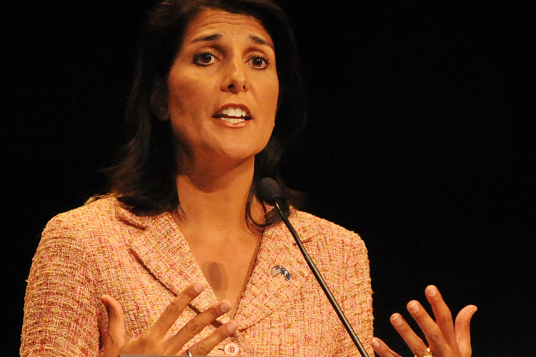 Nikki Haley speaks during the South Carolina Republican Gubernatorial debate on April 23.