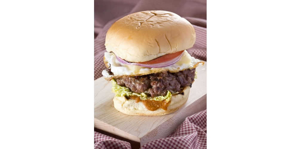 Marcus Samuelsson's buffalo burger with spicy ketchup