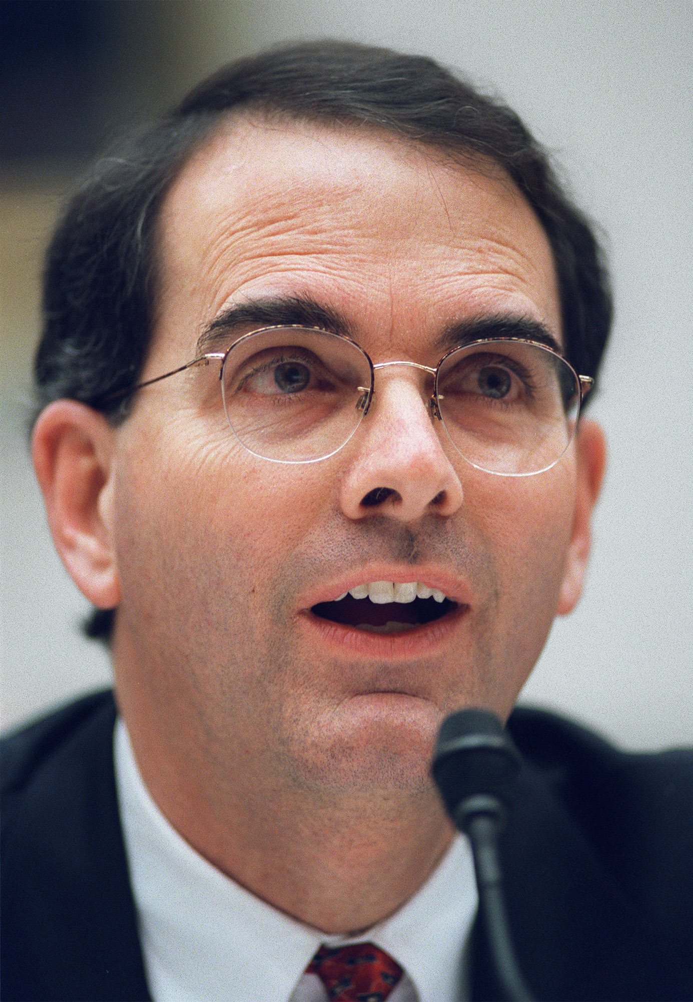 FILE - In this Feb. 14, 2002 file photo, Jay Bybee testifies before a congressional committee investigating ties between the agency and organized crime in Washington. Justice Department officials have stopped short of recommending criminal charges against Bush administration lawyers who wrote secret memos approving harsh interrogation techniques of terror suspects. (AP Photo, Evan Vucci, File) (Associated Press)