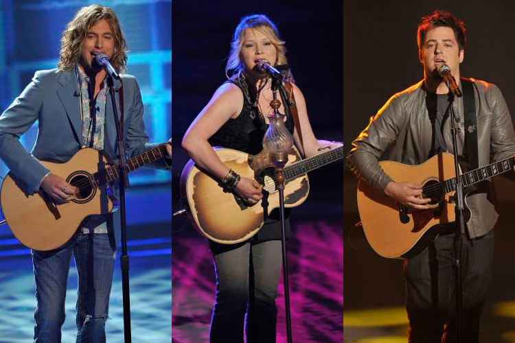 Casey James, Crystal Bowersox and Lee DeWyze perform on Tuesday night's "American Idol."