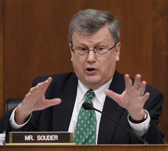 House Oversight  and Government Reform Committee member Rep. Mark Souder, R-Ind. is seen on Capitol Hill in Washington, in this photo taken Wednesday,  Feb. 24, 2010. Media reports say that Souder has decided to resign from Congress over an affair with a staffer. (AP Photo/Alex Brandon) (Alex Brandon)