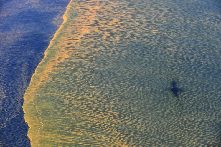 An aerial view of the Deepwater Horizon oil spill off the coast of Mobile, Ala.