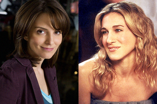 Tina Fey as Liz Lemon and Sarah Jessica Parker as Carrie