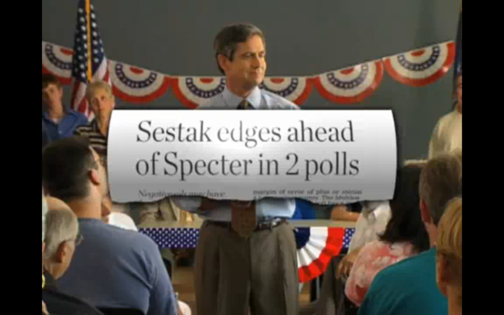Screen shot from Joe Sestak's latest ad.
