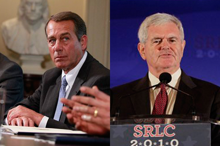 House Minority Leader John Boehner and former House Speaker Newt Gingrich.