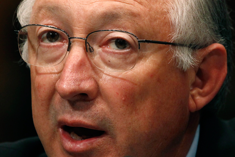 Interior Secretary Ken Salazar testifies at the Senate Environment and Public Works Committee hearing on May 18.