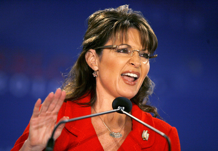 Former Alaska Governor and 2008 Republican Vice Presidential candidate Sarah Palin speaks at the 2010 Southern Republican Leadership Conference in New Orleans, Louisiana April 9, 2010. Republicans boldly predicted gains in November congressional elections on Thursday and rallied loyalists with sharp criticism of U.S. President Barack Obama over issues from healthcare to foreign policy. Palin is the Conference's headline speaker on Friday. REUTERS/Sean Gardner (UNITED STATES - Tags: POLITICS) (Â© Sean Gardner / Reuters)