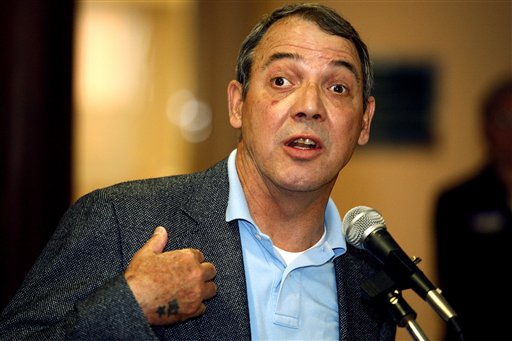 Tim D'Annunzio, Republican congressional candidate for North Carolina's 8th district, speaks at a news conference in Concord, N.C. on Monday, May 24, 2010.  (AP Photo/Nell Redmond) (Associated Press)