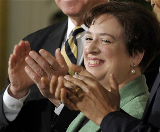 Solicitor General Elena Kagan is applauded by President Barack Obama and Vice President Joe Biden as she is introduced as Obama's nominee for the Supreme Court during an announcement in the East Room of the White House in Washington, Monday, May 10, 2010. (AP Photo/Susan Walsh) (AP)