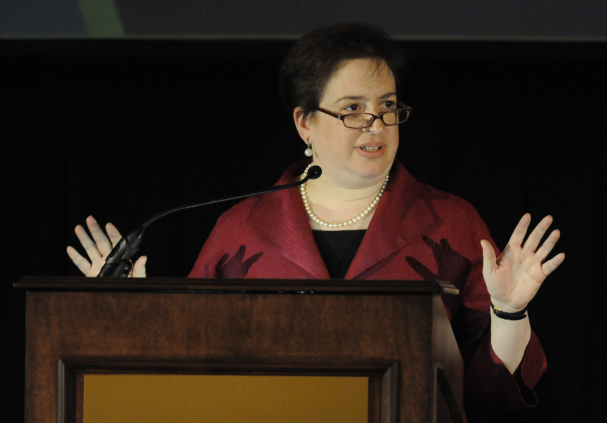 Solicitor General Elena Kagan speaks during the annual meeting of the 7th Circuit Bar Association & Judicial Conference of the 7th Circuit Monday, May 3, 2010 in Chicago. Kagan is under consideration to replace retiring U.S. Supreme Court Justice John Paul Stevens. (AP Photo/David Banks)