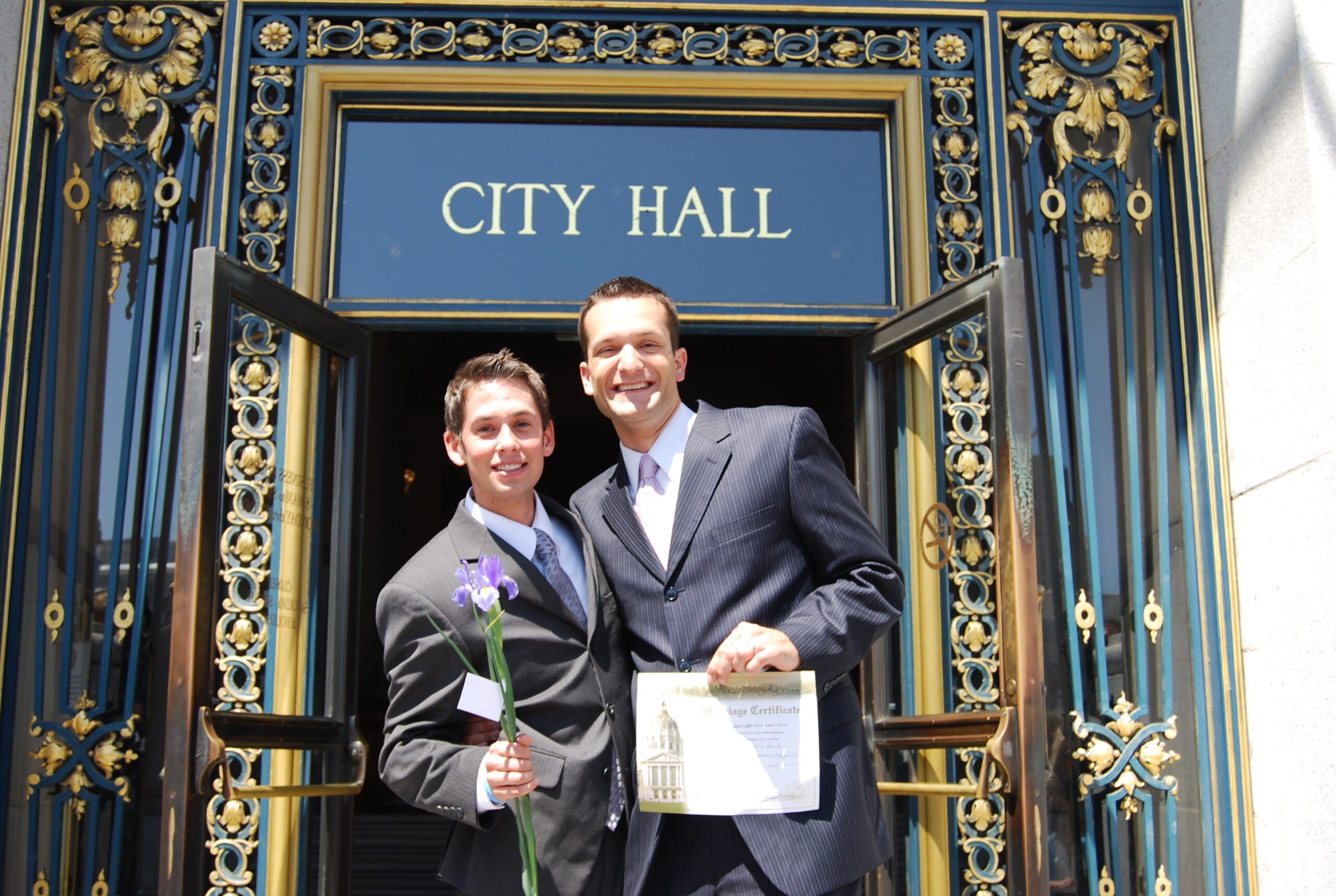 A still from "8: The Mormon Proposition": Tyler Barrick and Spencer Jones, former Mormons ostracized by the church for their marriage.