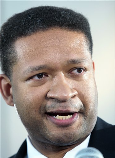FILE - In a Friday, Feb. 6, 2009 photo, Rep. Artur Davis, D-Ala., announces his candidacy for governor during a press conference in front of the Archives and History Building in Montgomery, Ala.(AP Photo/Dave Martin, File) (AP)