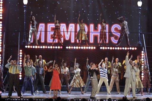 The cast of "Memphis," which received eight Tony Award nominations, performs during the 61st Tony Awards, Sunday, June 13, 2010 in New York. (AP Photo/Richard Drew) (AP)