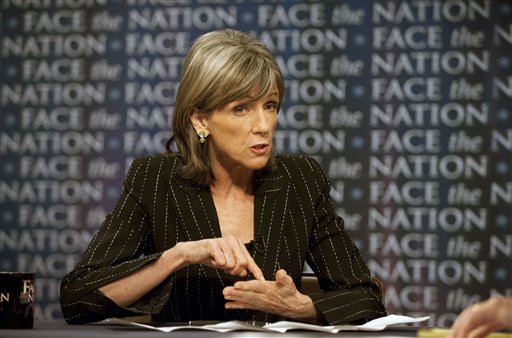 In this May 30, 2010, photo provided by CBS, Carol Browner, President Barack Obama's top energy adviser, is interviewed on CBS's Face the Nation in Washington. Browner says the Gulf oil spill is probably the biggest environmental disaster the U.S. has ever faced.  She said more oil is leaking into the Gulf of Mexico than from any previous U.S. oil spill, including the Exxon Valdez spill off the coast of Alaska in 1989. (AP Photo/Face the Nation, Chris Usher)  ** MANDATORY CREDIT, NO ARCHIVES, NO SALES ** (AP)
