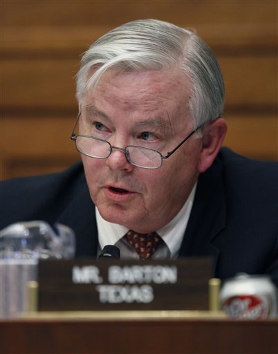 Rep. Joe Barton, R-Texas questions BP CEO Tony Hayward, on Capitol Hill in Washington, Thursday, June 17, 2010,  during the House Oversight and Investigations subcommittee hearing on "the role of BP in the Deepwater Horizon Explosion and oil spill. (AP Photo/Alex Brandon) (AP)