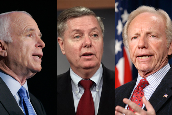 John McCain, Lindsey Graham and Joe Lieberman