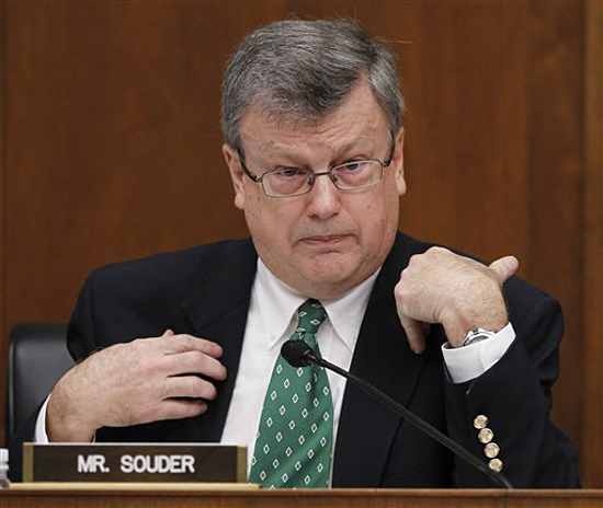 House Oversight  and Government Reform Committee member Rep. Mark Souder, R-Ind. is seen on Capitol Hill in Washington, in this photo taken Wednesday,  Feb. 24, 2010. Souder says he'll resign from Congress effective Friday over an affair with a staffer. (AP Photo/Alex Brandon) (Alex Brandon)