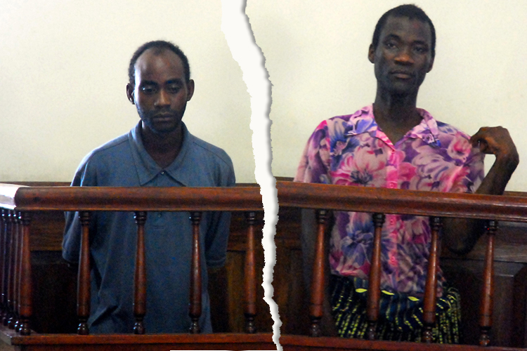 Steven Monjeza and Tiwonge Chimbalanga appear before a magistrate court in Malawi in January.