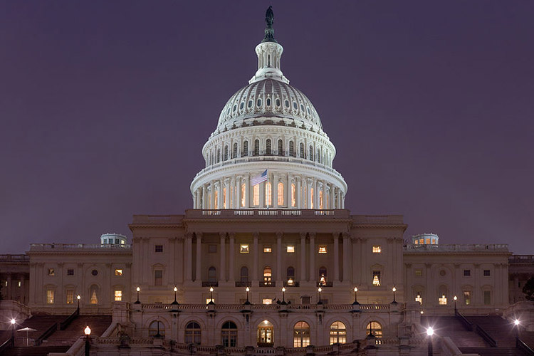 Capitol at night.