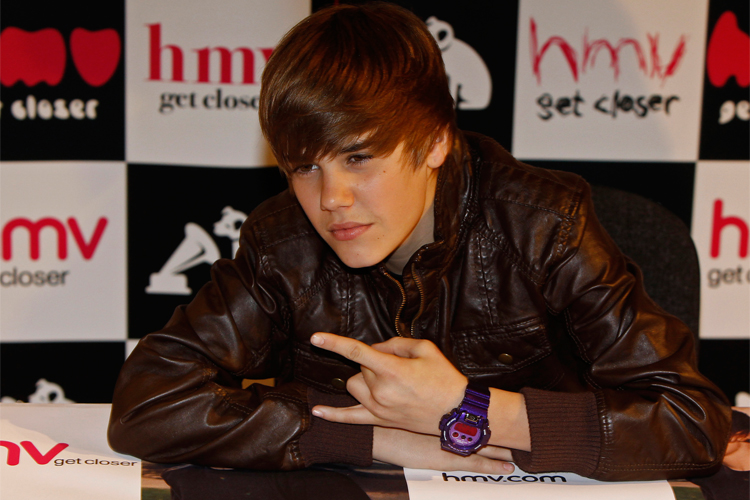 Justin Bieber poses for photographers in London in January.