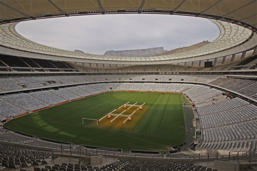 Cape Town Stadium that will host some of the 2010 World Cup Games to be played in South Africa at Cape Town, South Africa, Wednesday, May 26, 2010. Cape Town Mayor, Alderman Dan Plato and Premier of the Western Cape, Helen Zille, officially handed over the Cape Town Stadium to FIFA's Secretary General  Jerome Valcke at Cape Town.  (AP Photo/Schalk van Zuydam) (AP)