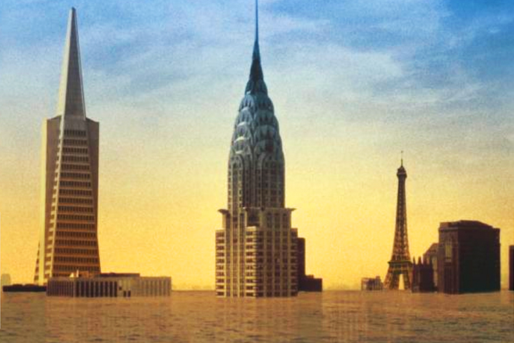 A detail from the cover of "The Flooded Earth"