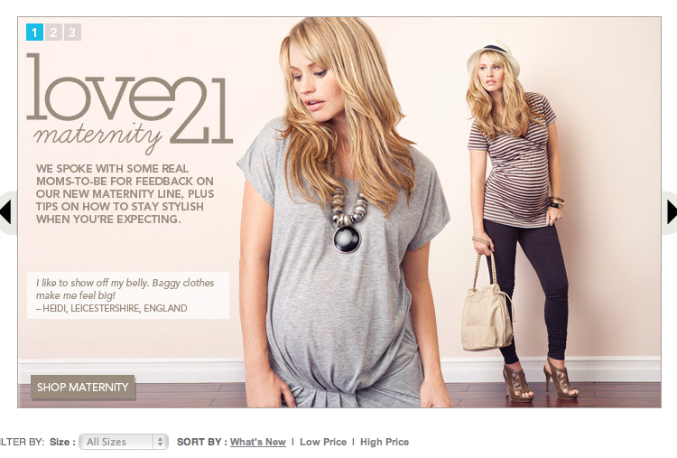A screenshot of the Forever 21 website