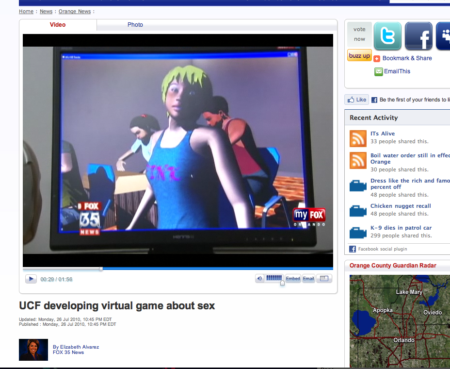 A screenshot of the video game in development by the University of Central Florida