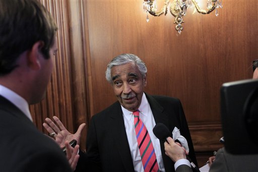 In this July 22, 2010, photo, Rep. Charlie Rangel, D-N.Y., answers questions from the media  on Capitol Hill in Washington. House Democratic leaders who promised to "drain the swamp" of corrupt Washington are doing a delicate rhetorical dance around one of their own, 20-term Rangel, as he faces a public trial on ethical misdeeds during a high-stakes midterm election. (AP Photo/Alex Brandon) (AP)