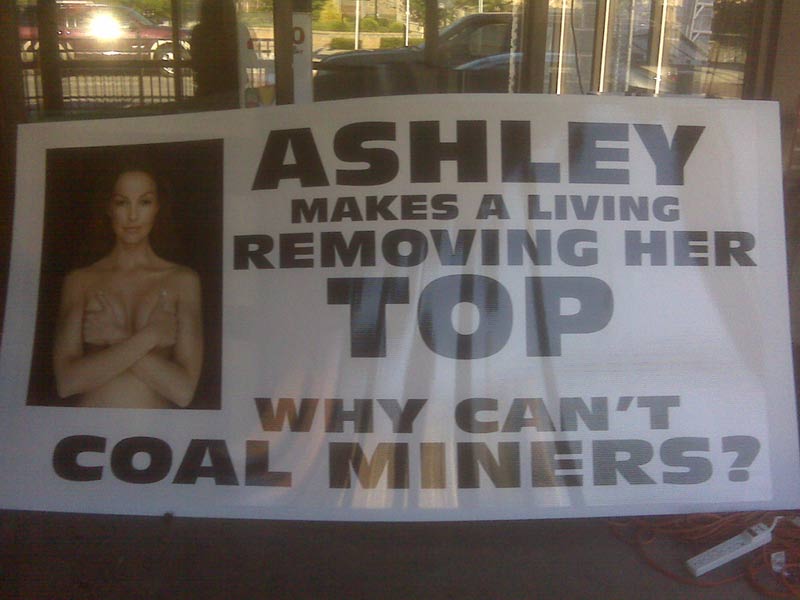 Poster of Ashley Judd donated anonymously to the StoneCrest Golf Course in Floyd County, Kentucky.
