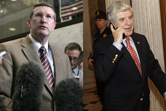 Sen. Ben Nelson, D-Neb., leaves the Senate floor during a procedural vote for the financial reform bill on Capitol Hill in Washington, Monday, April 26, 2010. (AP Photo/Charles Dharapak) (Charles Dharapak)