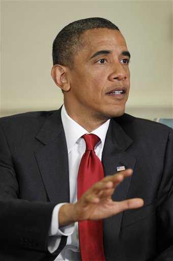 President Barack Obama, gestures during his meeting with Israeli Prime Minister Benjamin, Tuesday, July 6, 2010, in the Oval Office of the White House in Washington. (AP Photo/Pablo Martinez Monsivais) (AP)