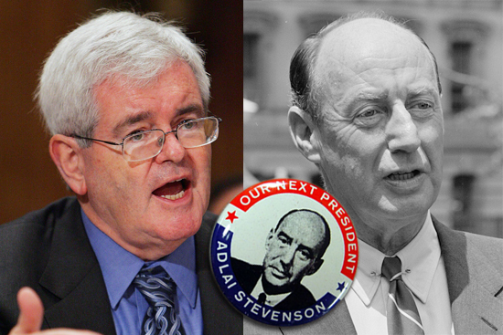 Newt Gingrich. Right: Adlai Stevenson