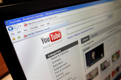 FILE - This file image made March 18, 2010, shows the YouTube website  in Los Angeles. A federal judge sided with Google Inc. on Wednesday, June 23, 2010, in a $1 billion copyright lawsuit filed by media company Viacom Inc. over YouTube videos, saying the service promptly removed illegal materials as required under federal law. (AP Photo/Richard Vogel, File) (AP)
