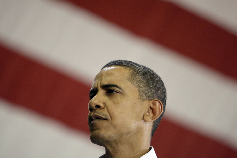 President Barack Obama speaks at a town hall meeting on health care at a hanger at Gallatin Airfield  in Belgrade, Mont. Friday, Aug. 14, 2009.(AP Photo/Alex Brandon) (Alex Brandon)