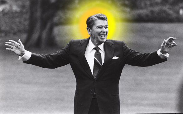 Former U.S. President Ronald Reagan, who forged a conservative revolution that transformed American politics, died on June 5, 2004 after a decade-long battle with Alzheimer's disease, U.S. media reported. Reagan is pictured waving to well-wishers on the south lawn of the White House on April 25, 1986, before departing for a summit in Tokyo. REUTERS/Joe Marquette/FILE  SV (Â© Reuters Photographer / Reuters)