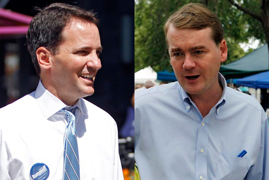 Democratic U.S. Senate hopeful Andrew Romanoff and Senator Michael Bennet, D-Colo.