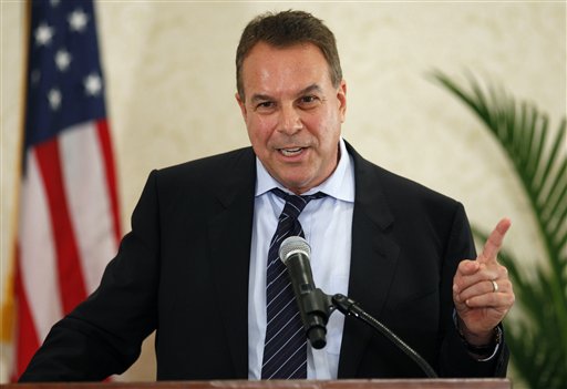 FILE - In this June 17, 2010 file photo, Florida Democratic Senate candidate Jeff Greene addresses the Florida Press Association and FSNE annual meeting in Sarasota, Fla.  In the midst of one of the worst recessions in decades, a host of former corporate titans are spending millions in the quest for elective office, using their big bankrolls to push past the political machinery and overcome their own lack of experience. (AP Photo/Chris O'Meara, File) (AP)